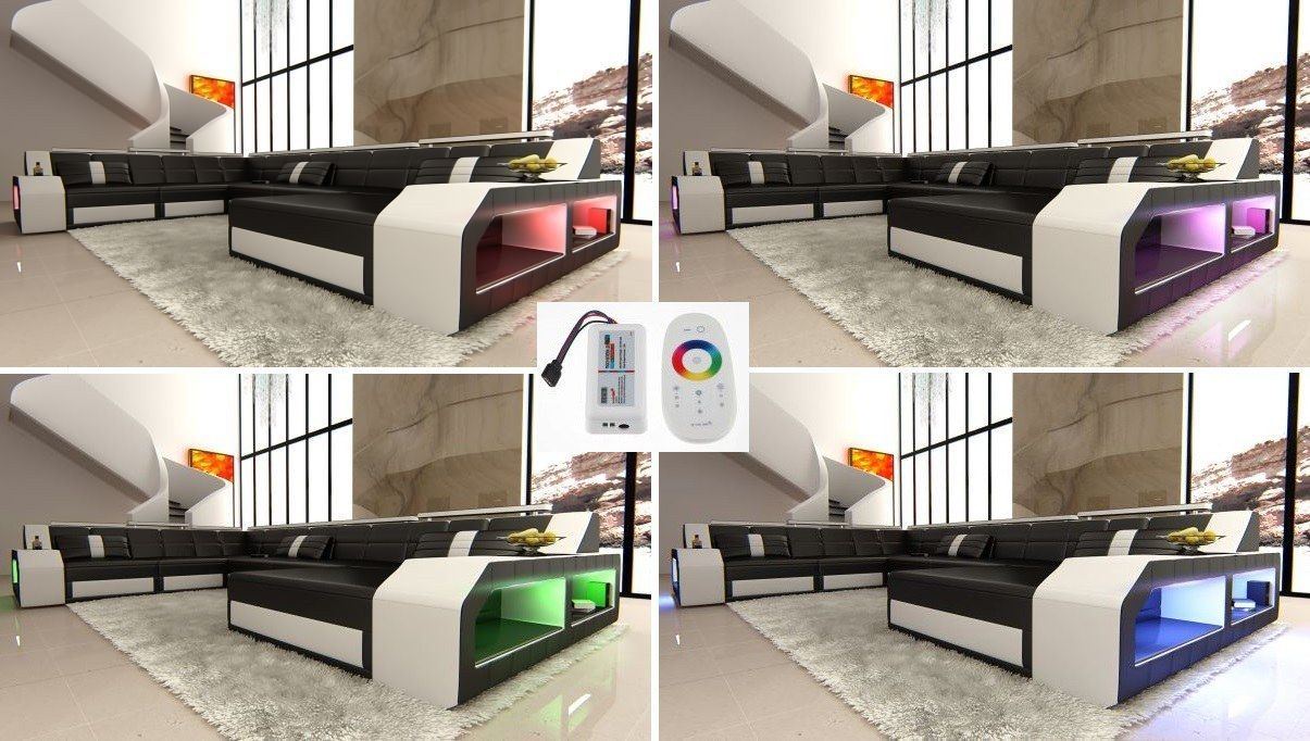 Da Sofa Arezzo mit LED RGB Beleuchtung mit Touch Wheel Fernbedienung