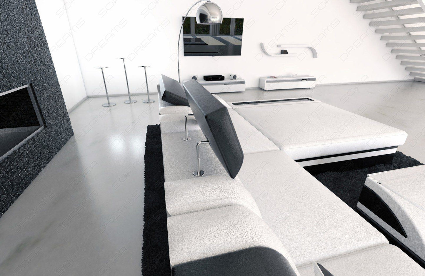 Designer Couch Parma als L Form mit multifunktionalen Kopfstützen