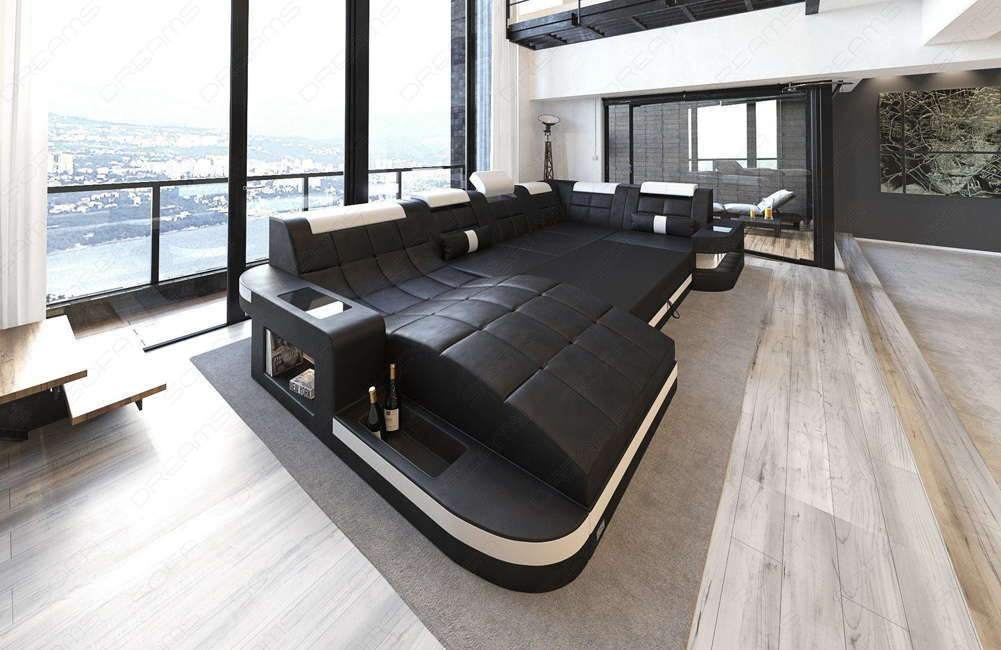 Die Ledersofa Wohnlandschaft Wave auch mit Bettfunktion bestellen und als Schlafsofa nutzen