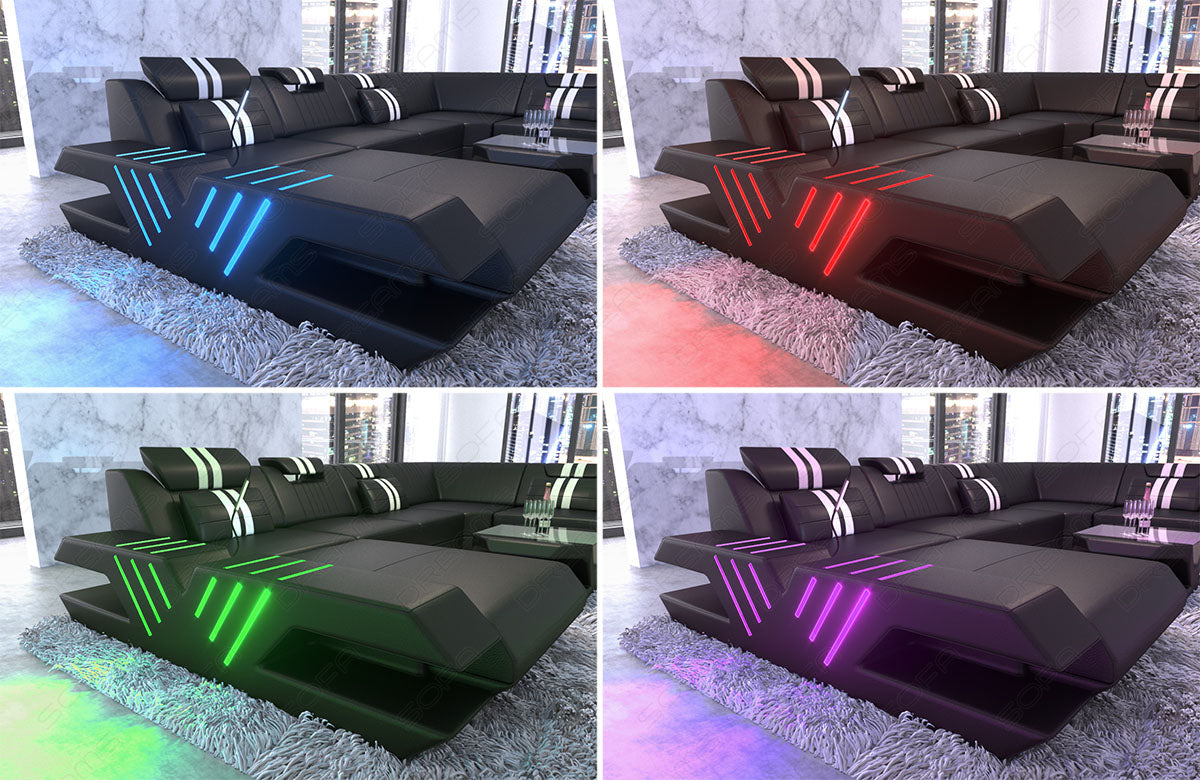 Detailbild der LED-Beleuchtung beim Sofa Venedig
