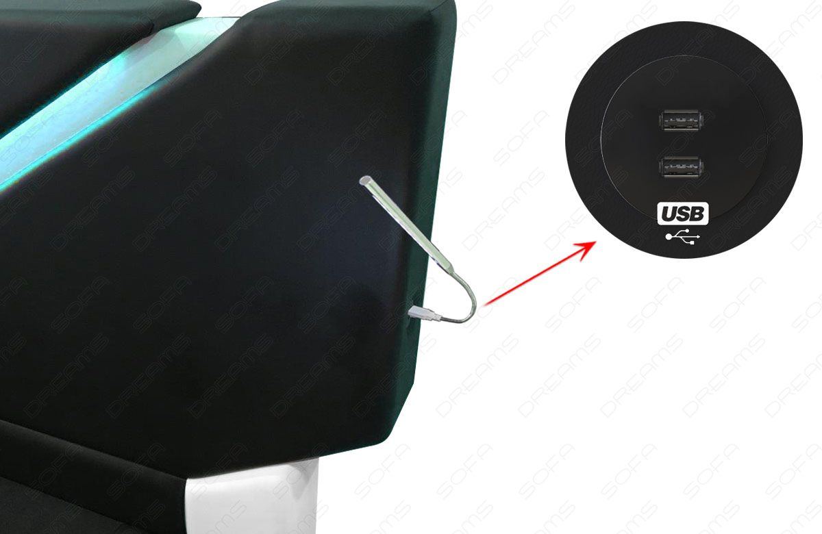 Optional erhältlich: 2 USB-Anschlüsse im Kopfteil