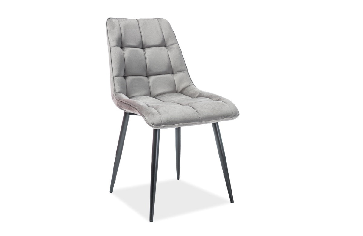 Design Esszimmerstuhl Chic mit Samtstoff Bezug in grau