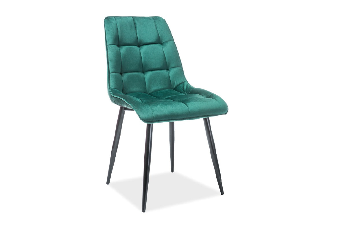 Design Esszimmerstuhl Chic mit Samtstoff Bezug in grün