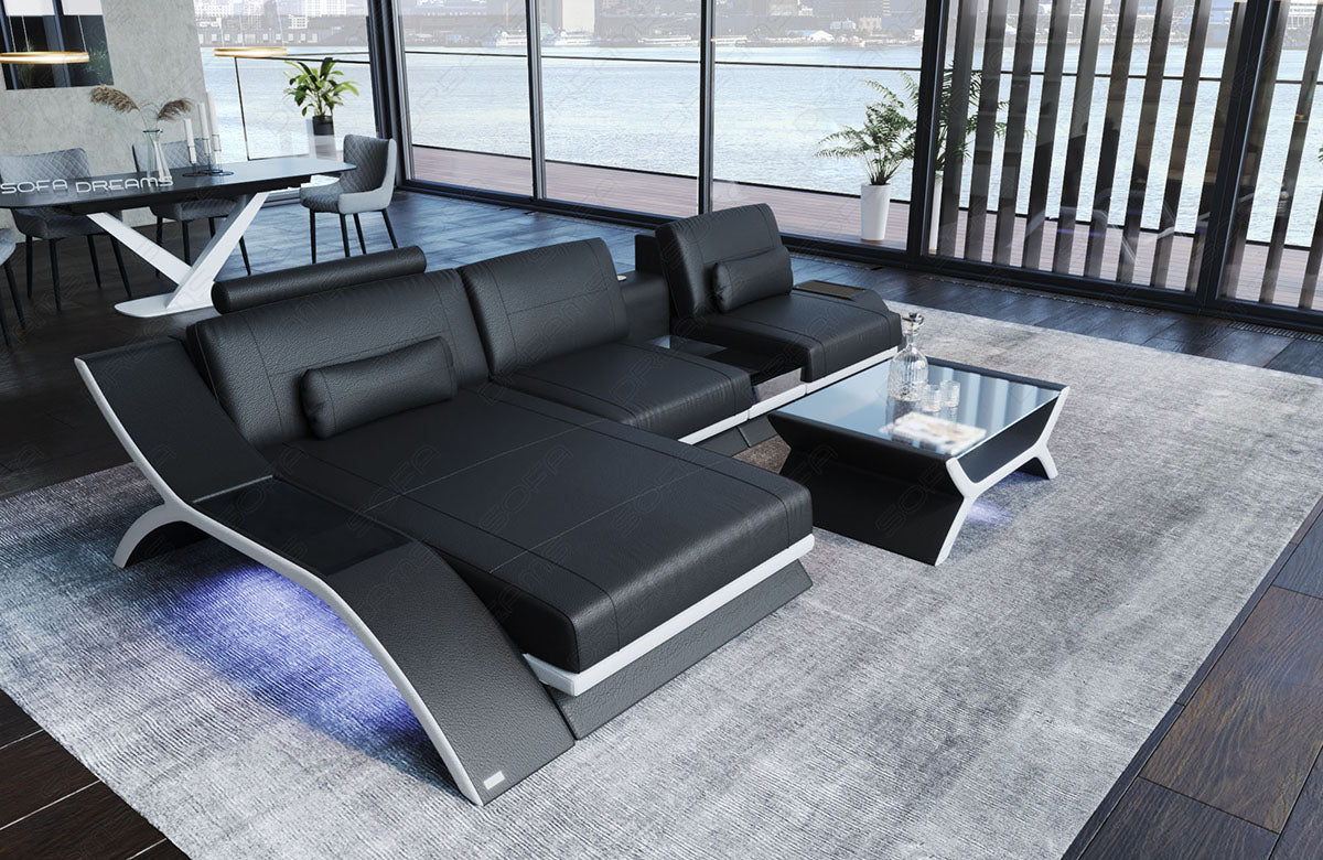 Leder Ecksofa Calabria mit Multifunktionskonsole