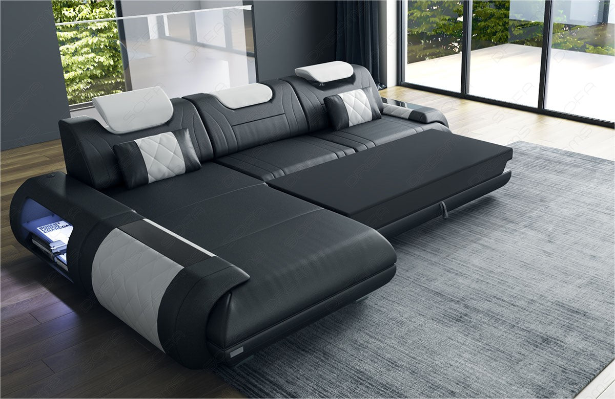 optional erhältliche Schlaffunktion für das Sofa Rimini L Form