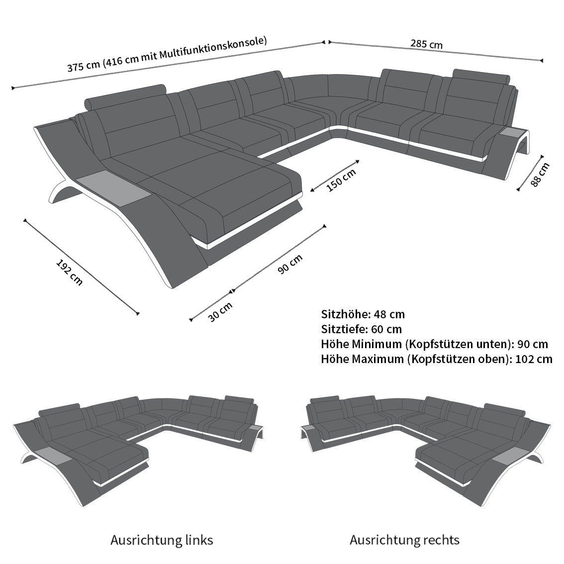 Abmessungen Sofa Calabria XL