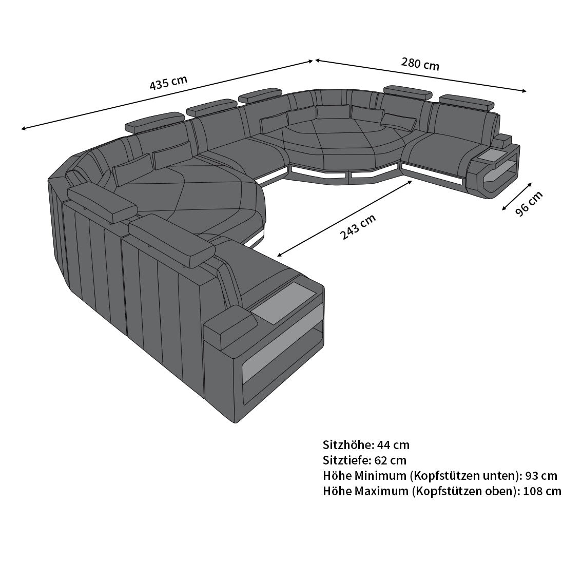 Abmessungen Sofa Asti XXL