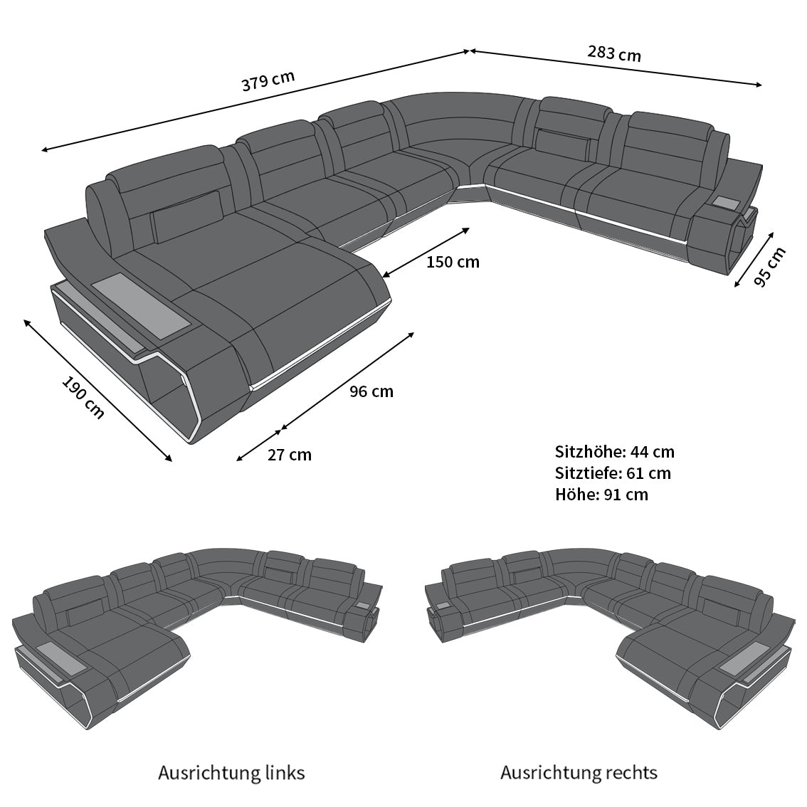 Wohnlandschaft Toscano XXL Stoff