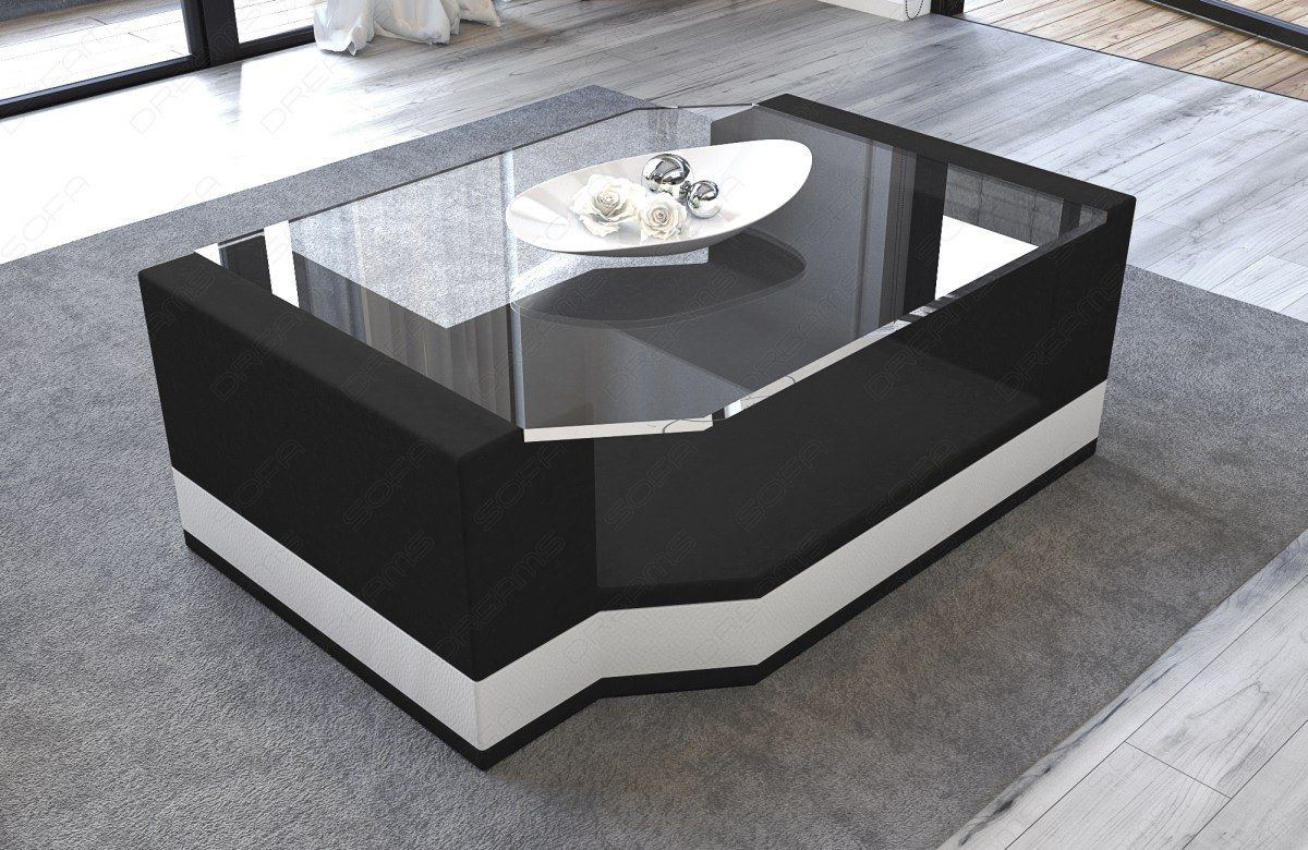 Designer Wohnzimmertisch Messana in schwarz - Mineva14 Mikrofaser Stoff