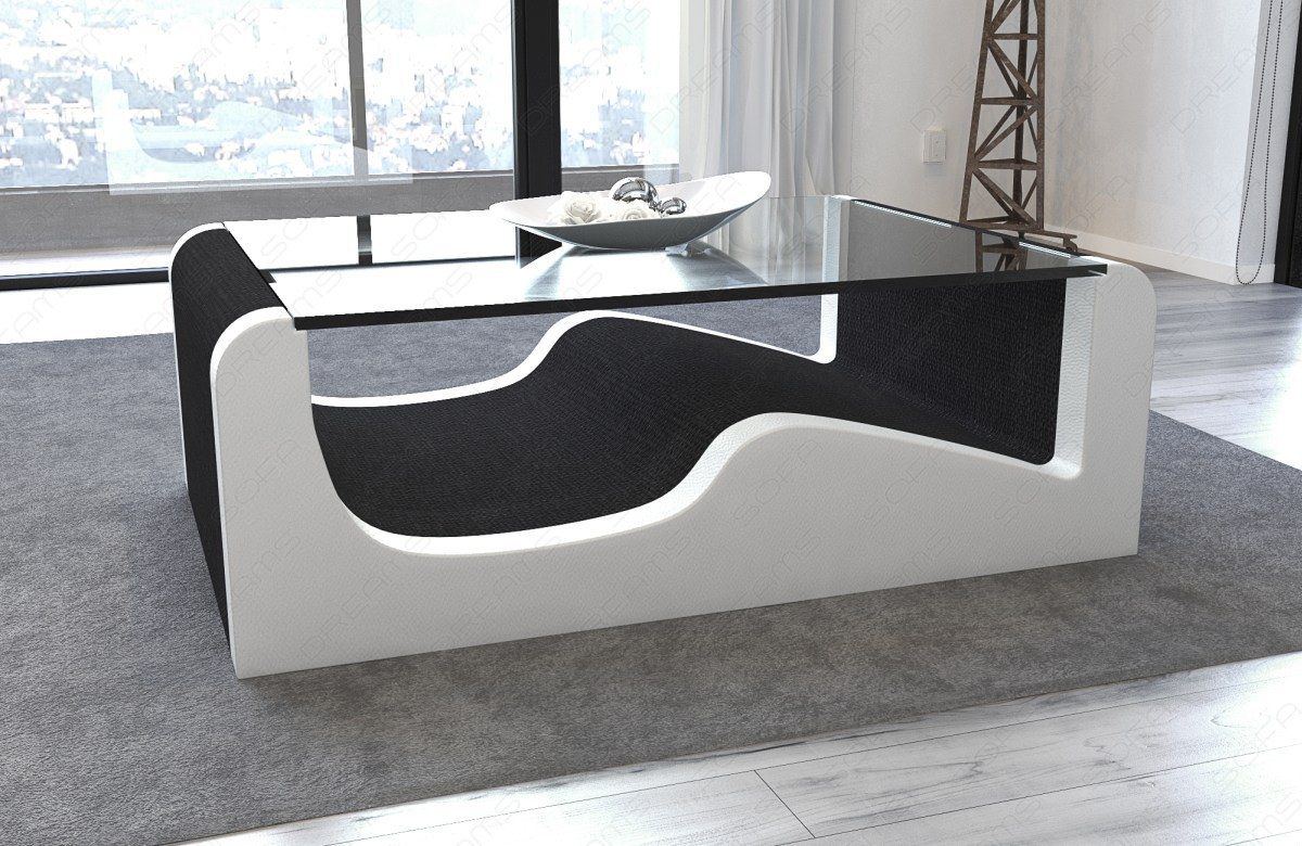 Designer Stoff Couchtisch Wave in schwarz - Hugo14 Strukturstoff