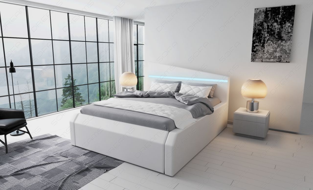 Design Boxspringbett Nelassa in komplett weiß - Bett nur einfarbig lieferbar