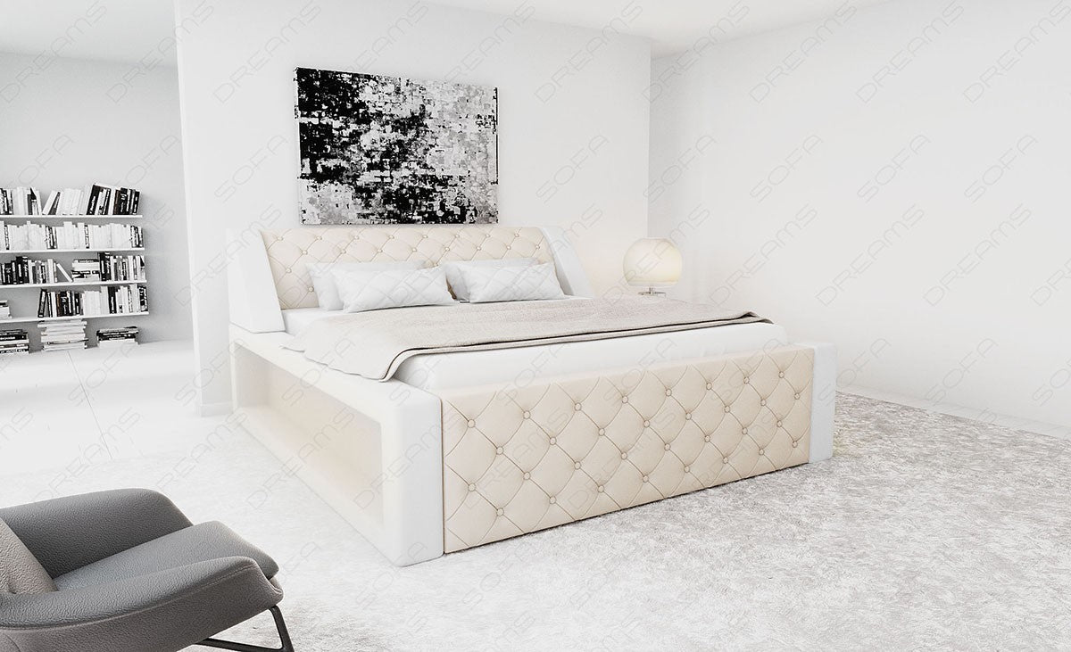 Luxus Wasserbett Arezzo in beige-weiß