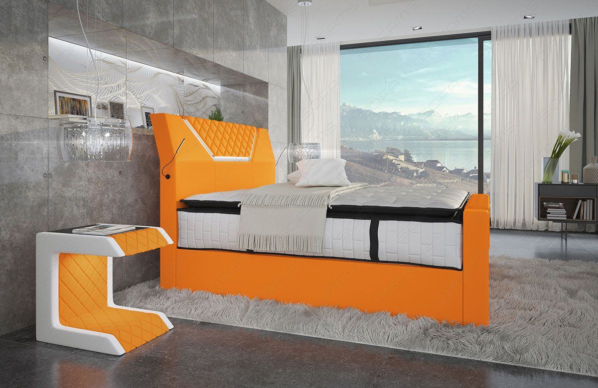 modernes Boxspringbett Nantes im Chesterfield Design in Microfaser Mineva 16 - apricot
