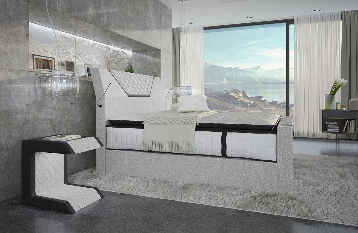 Polsterbett Stoff Boxspringbett Nantes in Webstoff Hugo 2 - macciato