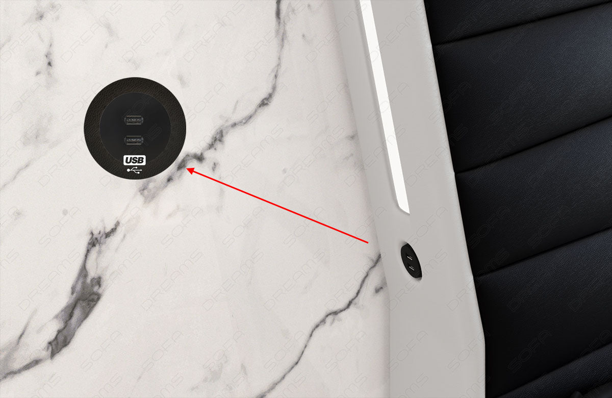 Optional können Sie das Kopfteil mit USB-Anschlüssen ausstatten