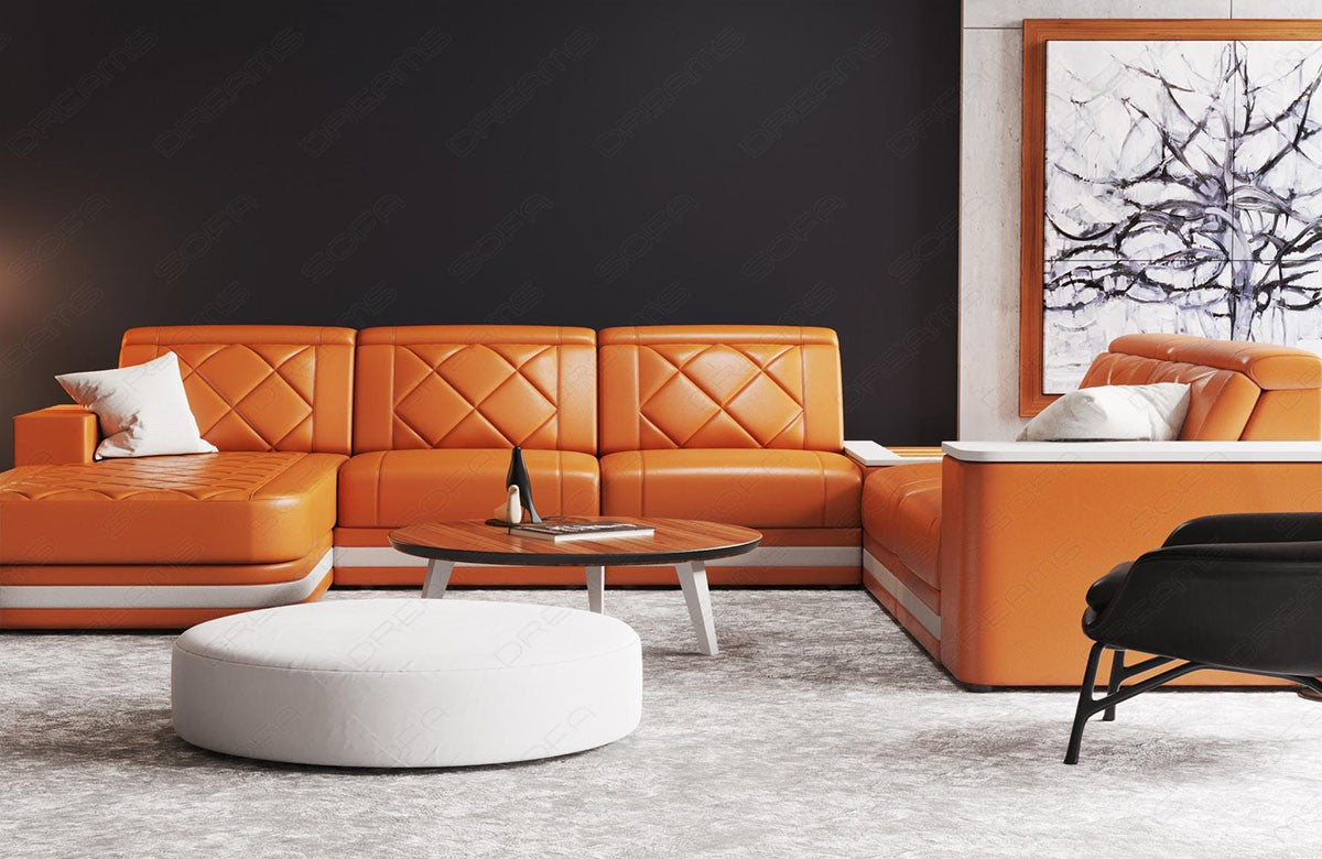 Mega XXL Sofa Cesena in orange-weiß