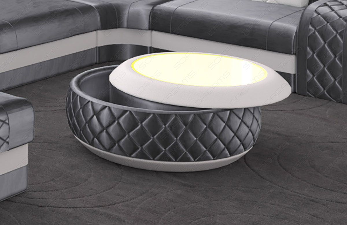 Couchtisch Berlin mit Sicherheitsglasplatte in silbergrau - Samtstoff SunVelvet1014