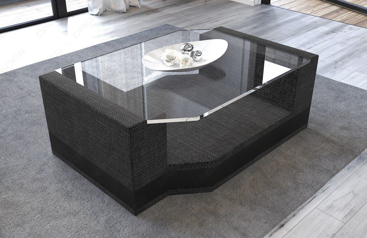 Couchtisch Stoff Messana in schwarz-grau - Hugo12 Strukturstoff