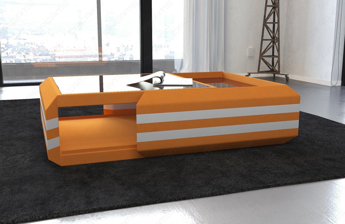Couchtisch Stoff Ravenna in apricot - Mineva16 - optional mit LED-Beleuchtung erhältlich