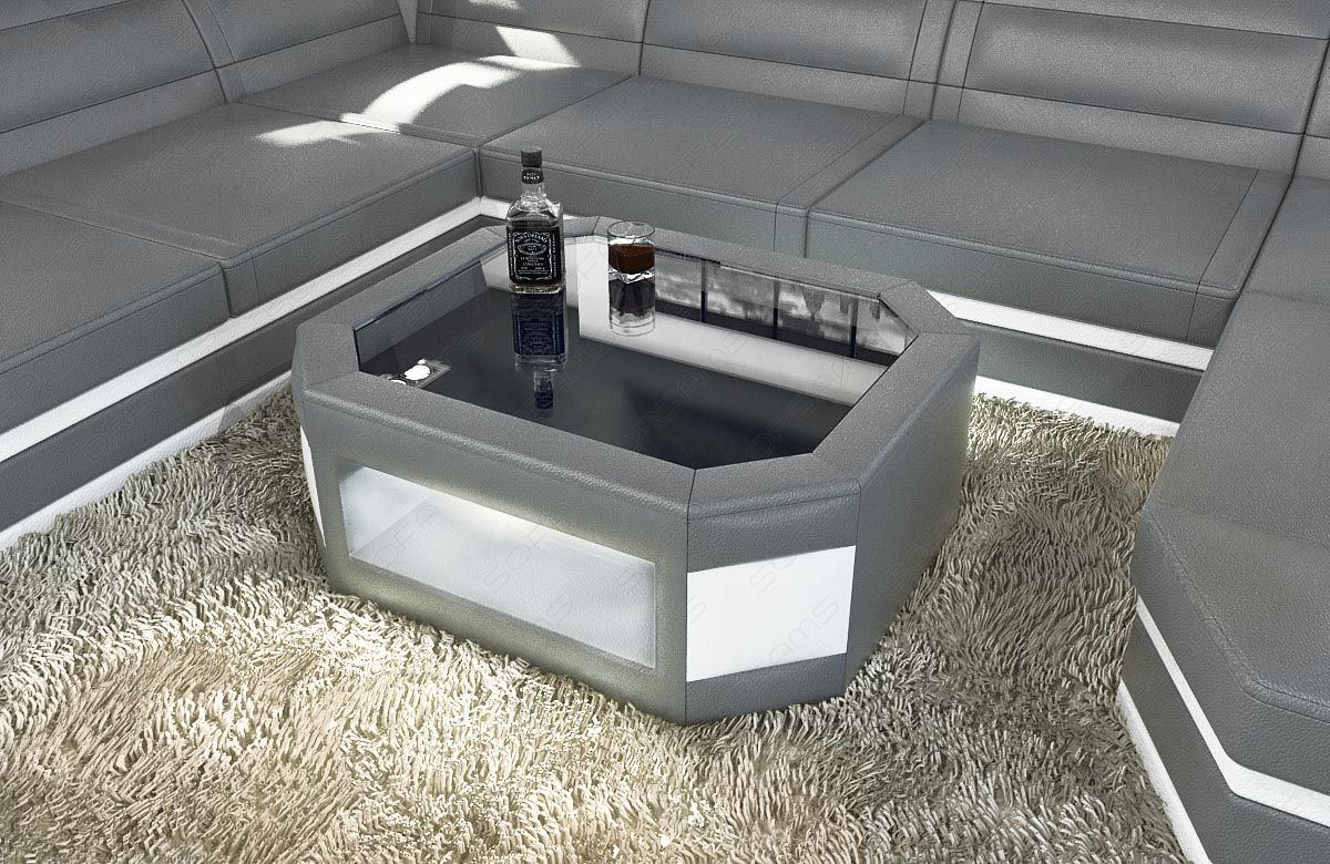Designer Couchtisch Prato in grau - weiss