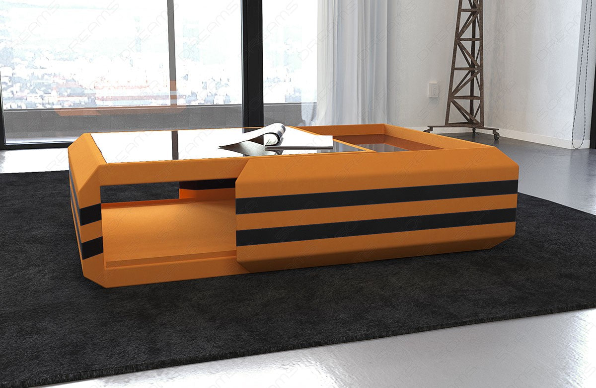 Polsterstoff Couchtisch Ravenna in orange - Mineva16 - optional mit LED-Beleuchtung erhältlich
