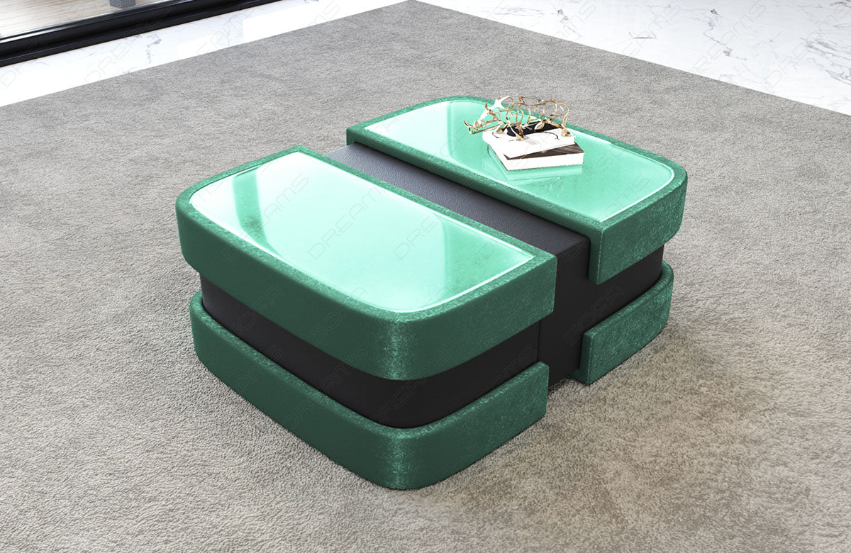 Moderner Samtstoff Couchtisch Elegante in türkis - SunVelvet1008