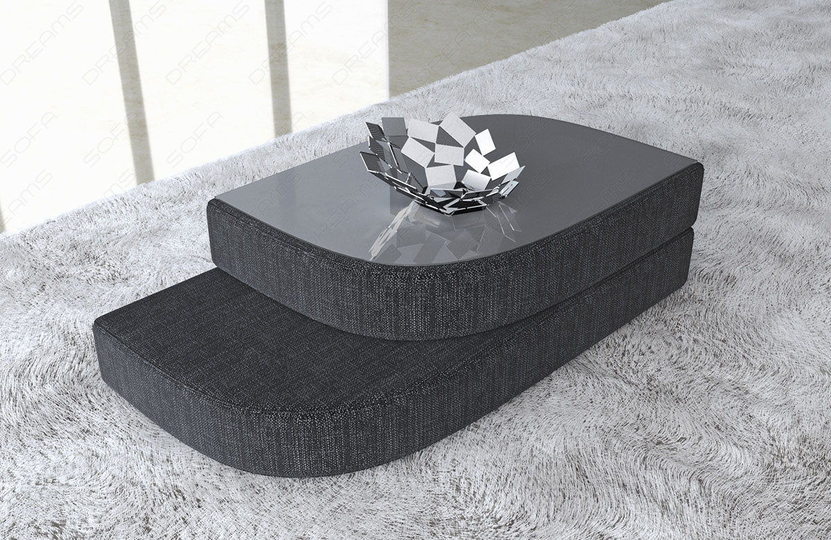 Couchtisch Bari Stoff in schwarzgrau - Hugo12