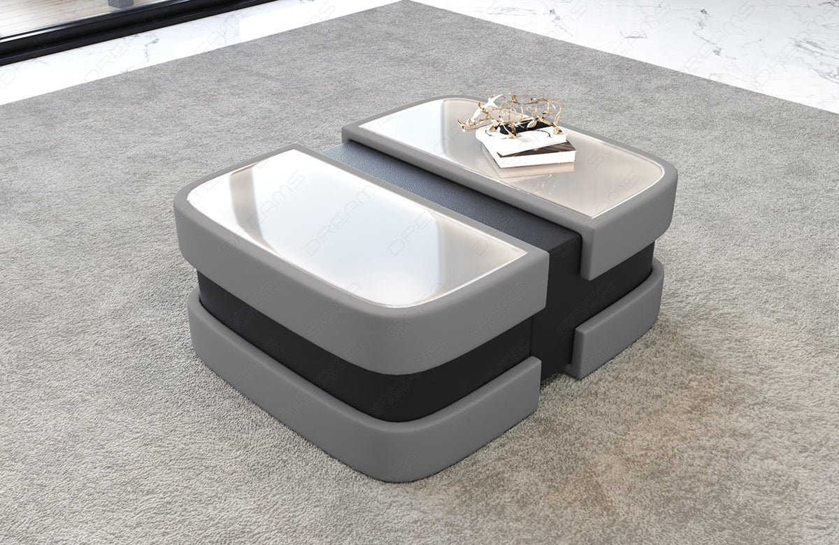 Couchtisch Elegante Stoff Mikrofaser in hellgrau - Mineva12