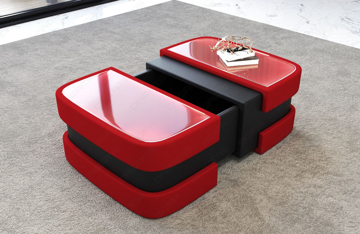 Couchtisch Elegante Stoff Mikrofaser in rot - Mineva20