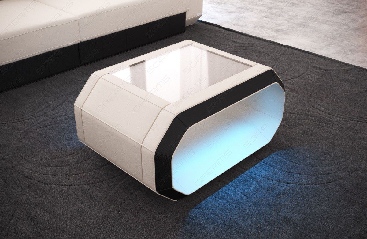Design Couchtisch Stoff Roma in elfenbein - Mineva1 Mikrofaser Stoff