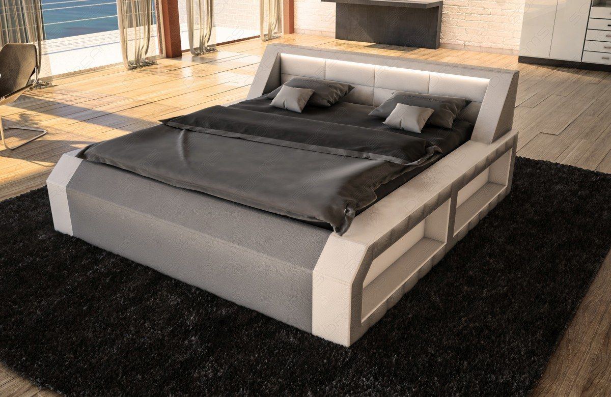Koplettbett Matera mit LED Beleuchtung weiss - grau