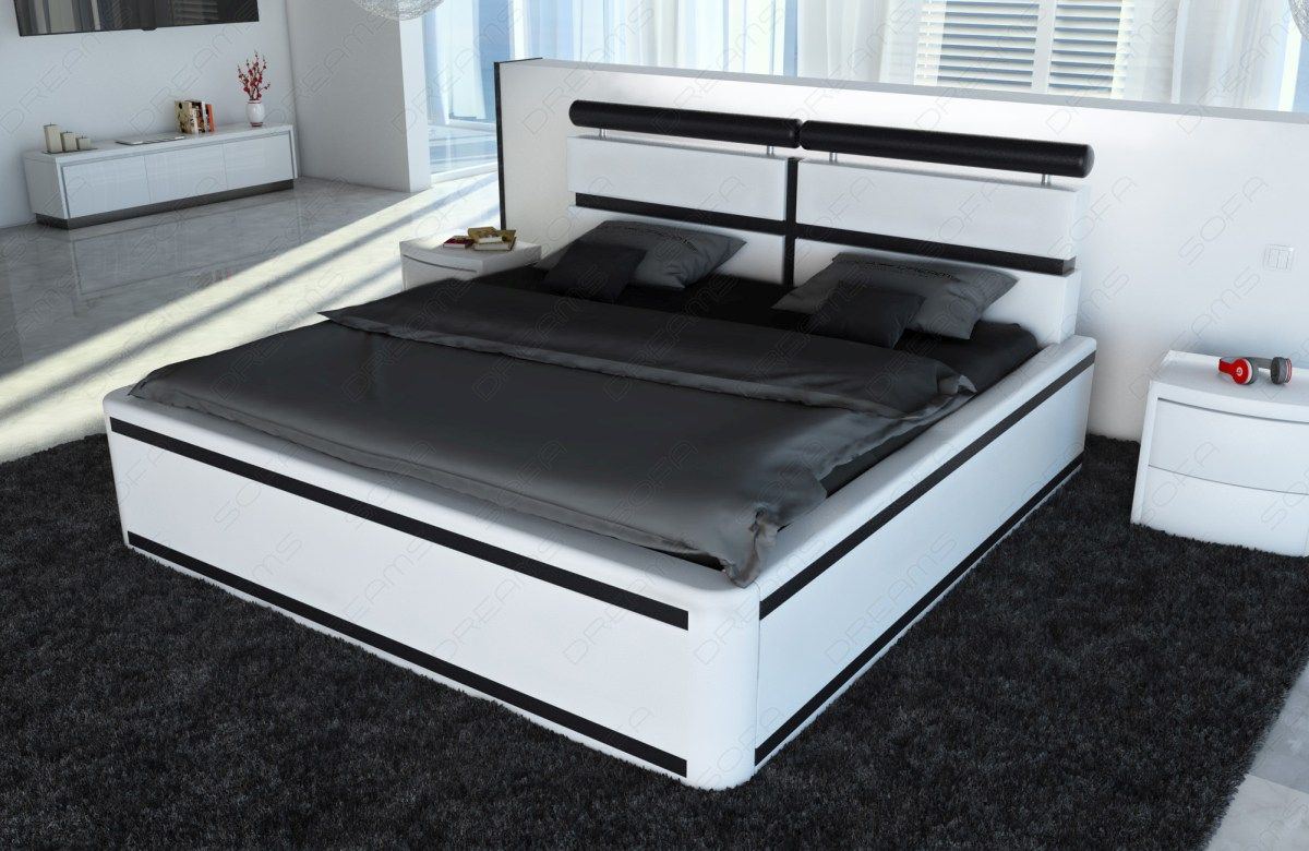 Designerbett Venedig in weiss-schwarz