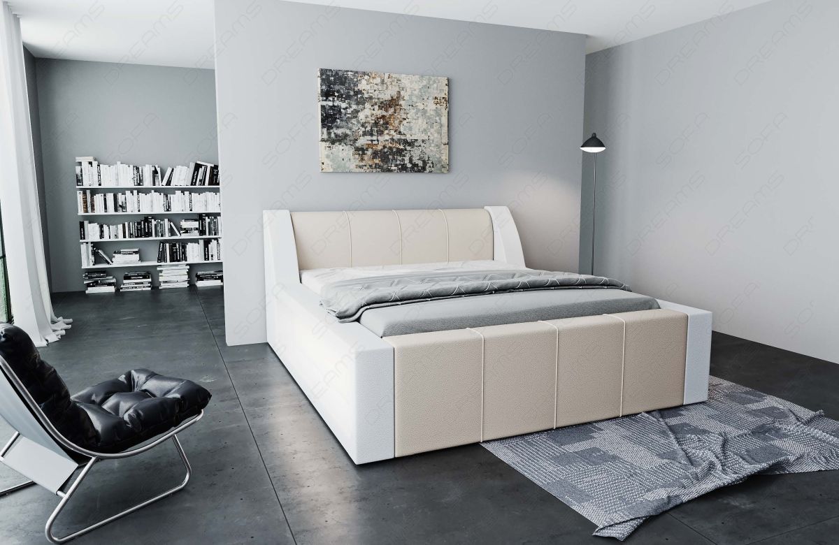 Modernes Design Boxspringbett Fermo in beige-weiß