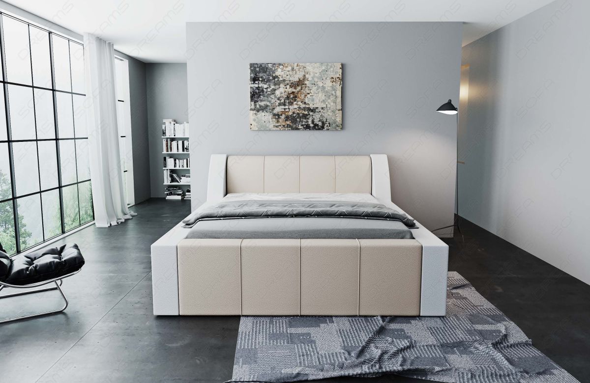 Modernes Design Boxspringbett Fermo in beige-weiß