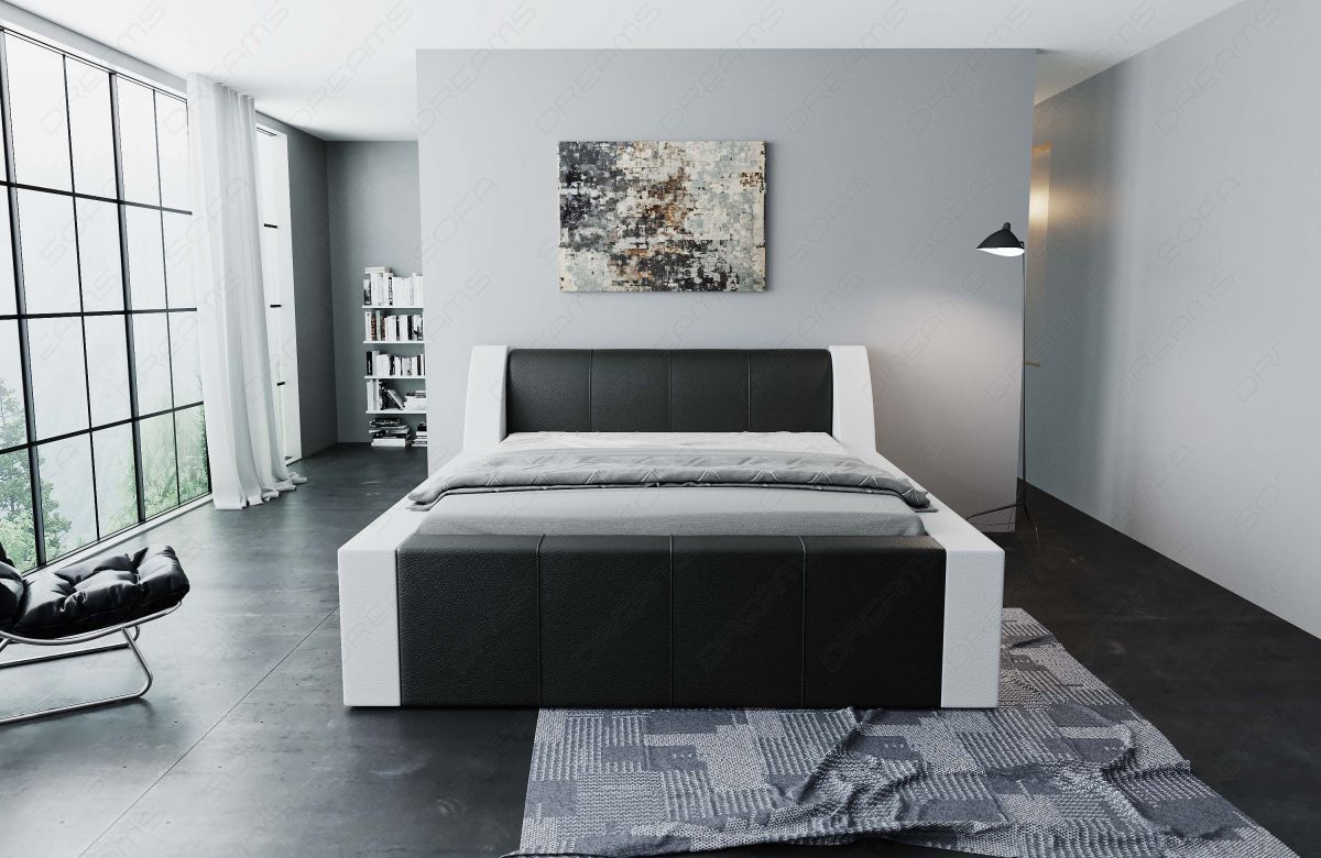 Modernes Design Boxspringbett Fermo in schwarz-weiß