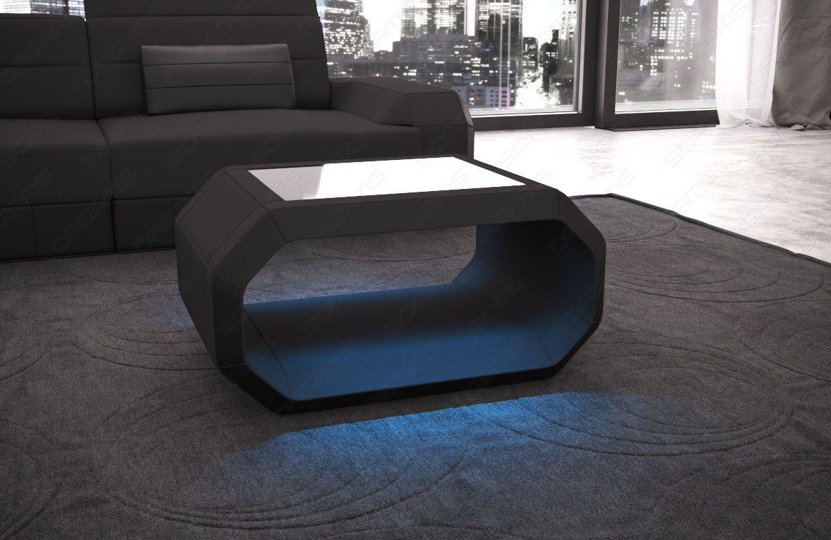 Design Couchtisch Stoff Roma mit LED in schwarz - Mineva14 Mikrofaser Stoff