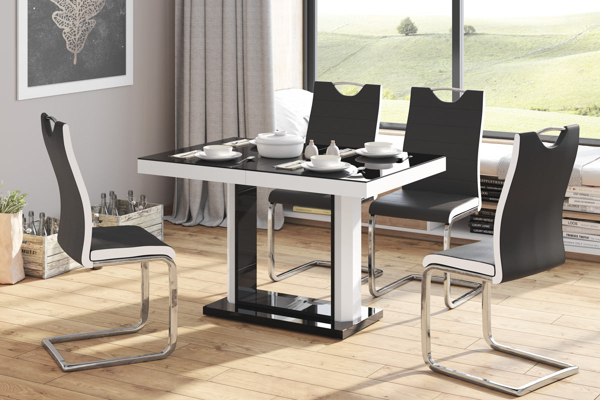 Esszimmer Tisch Saragossa in schwarz-weiß