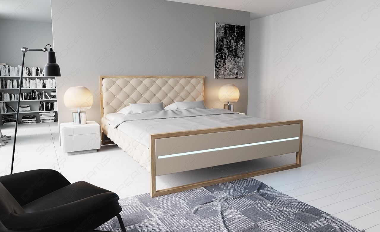 Komplettbett Levanto Leder in sandbeige
