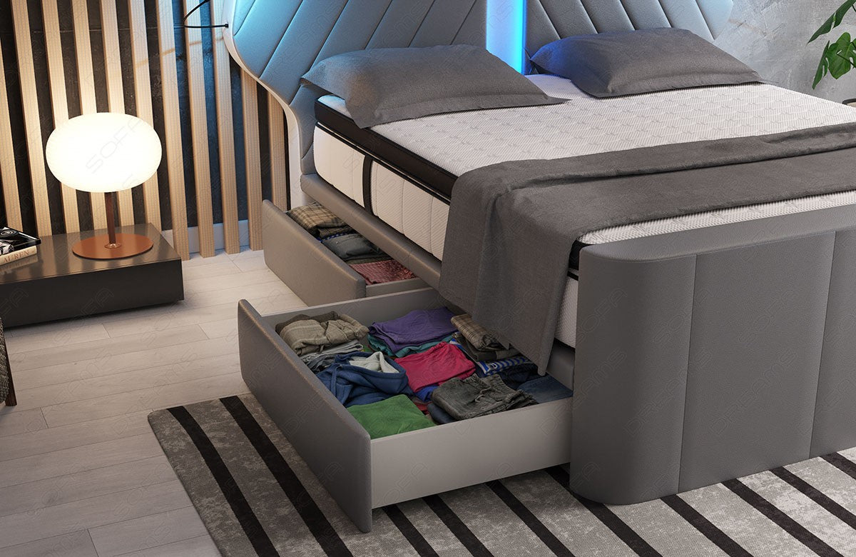Detailansicht der Schubladen beim Boxspringbett Nizza