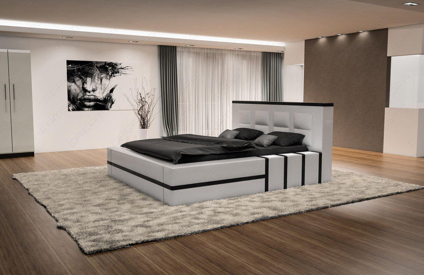 Wasserbett Komplett- Set weiß schwarz