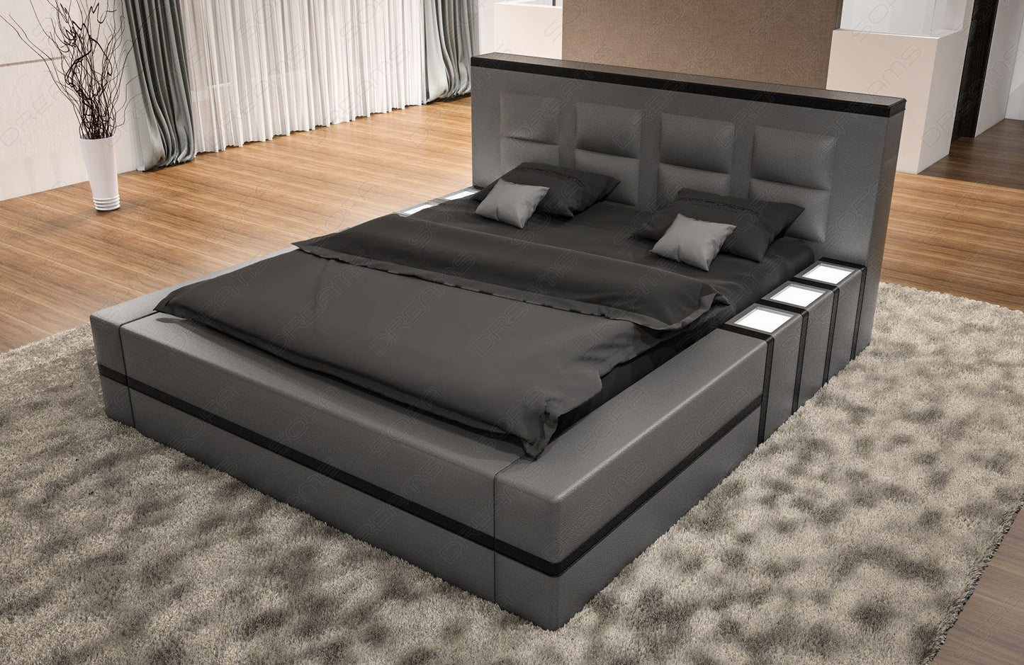 Ehebett Asti in grau-schwarz