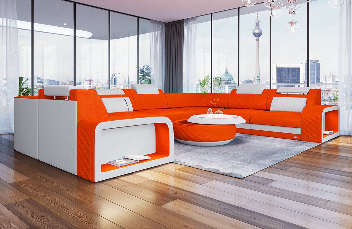 Polster Wohnlandschaft Foggia in Orange - SunVelvet1012