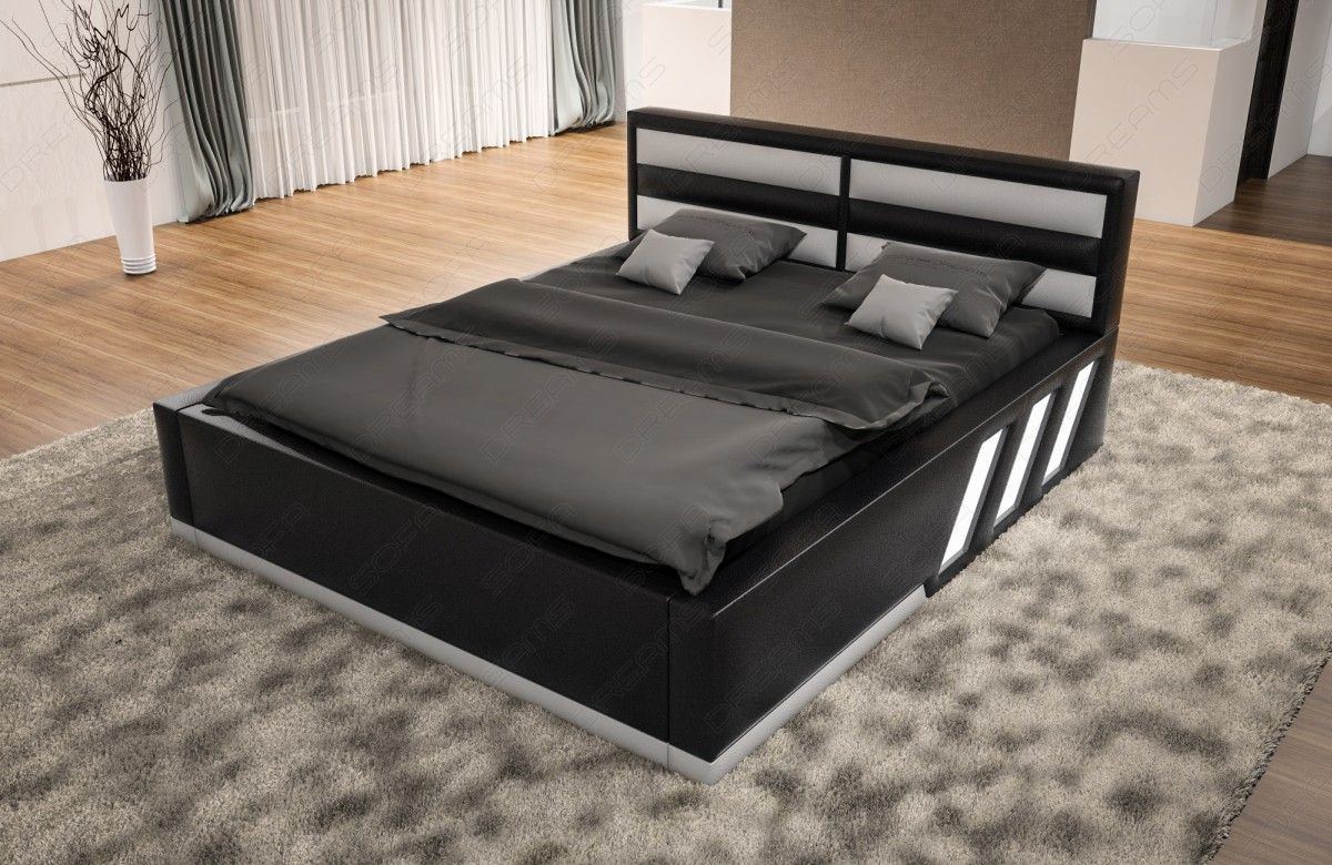 Design Wasserbett Apollonia mit LED Beleuchtung in schwarz-weiß