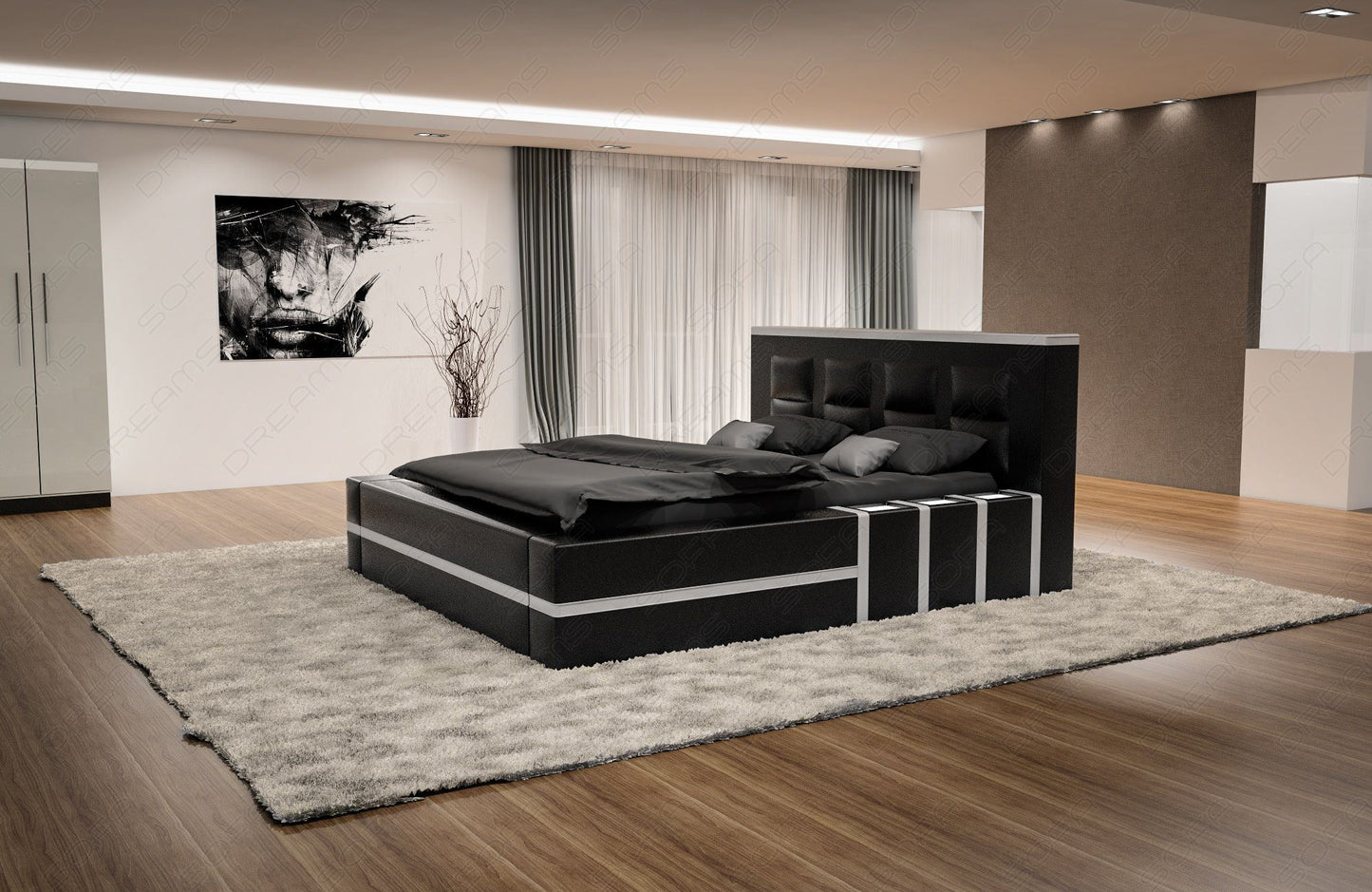 Ehebett Asti in schwarz-weiss