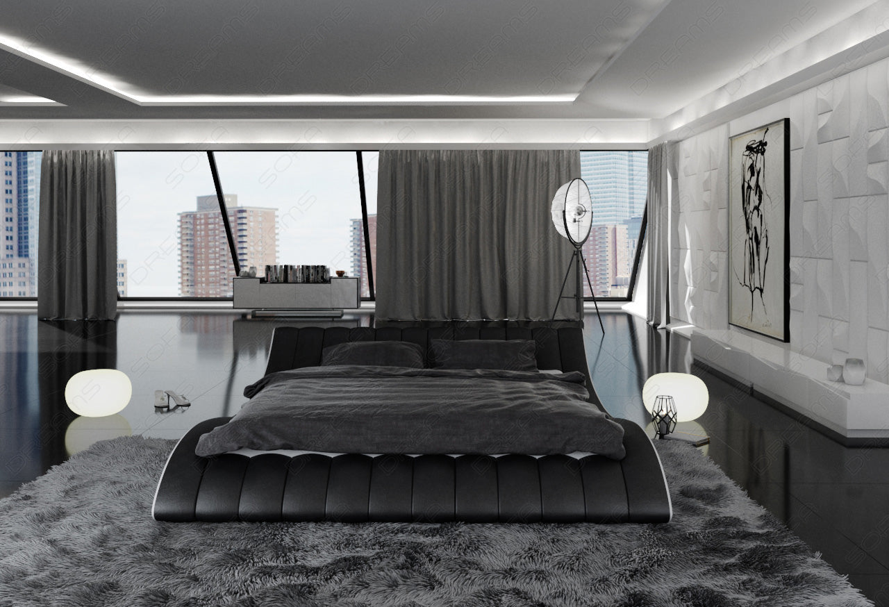 Modernes Designer Bett Gestell Aido in schwarz - weiß