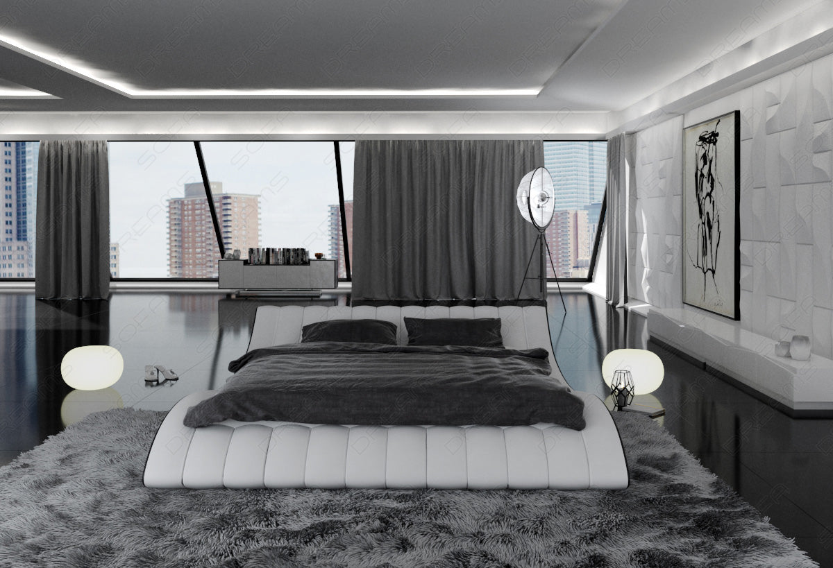Modernes Designer Bett Gestell Aido in weiß - schwarz