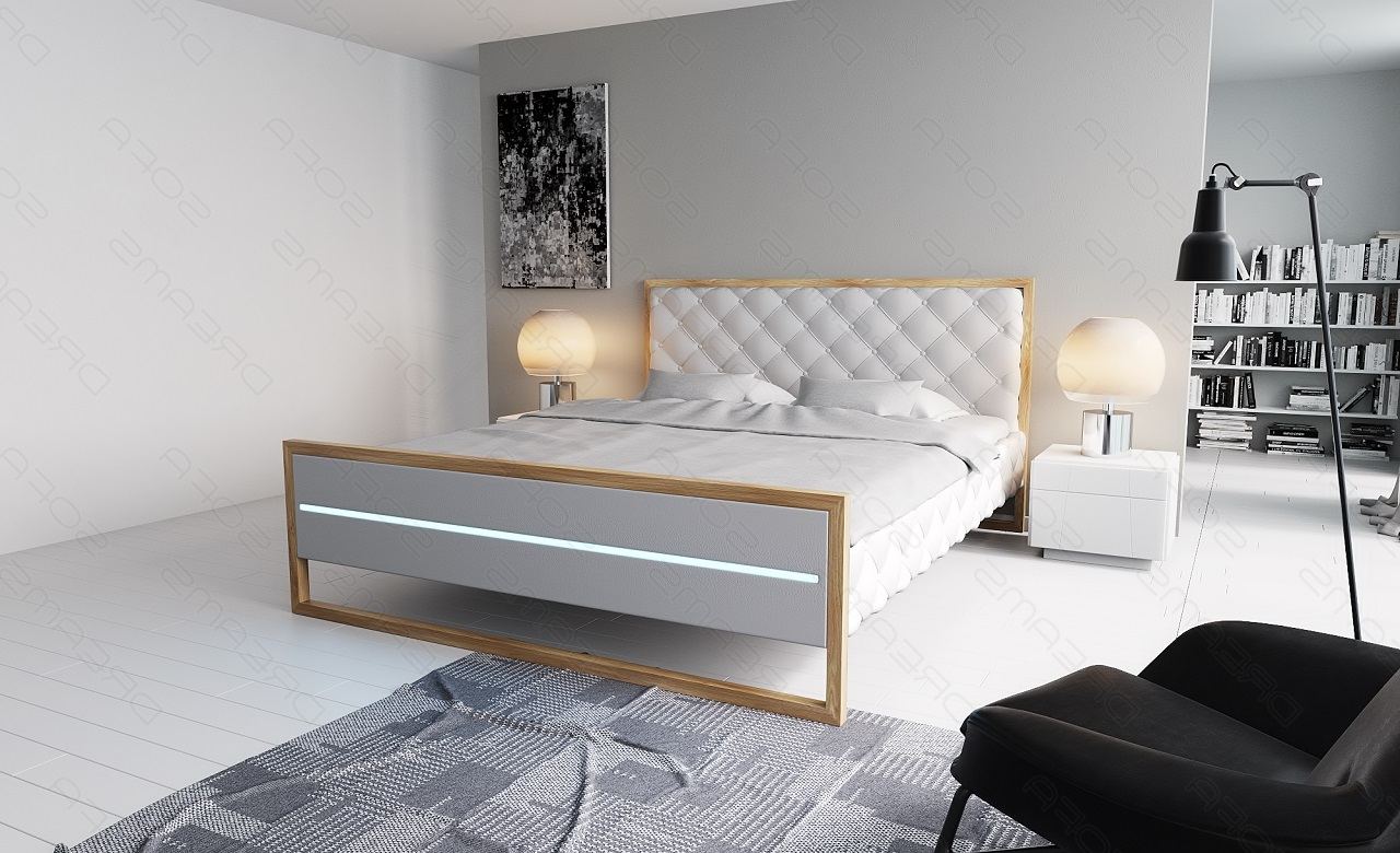 Leder Designerbett Levanto in weiß