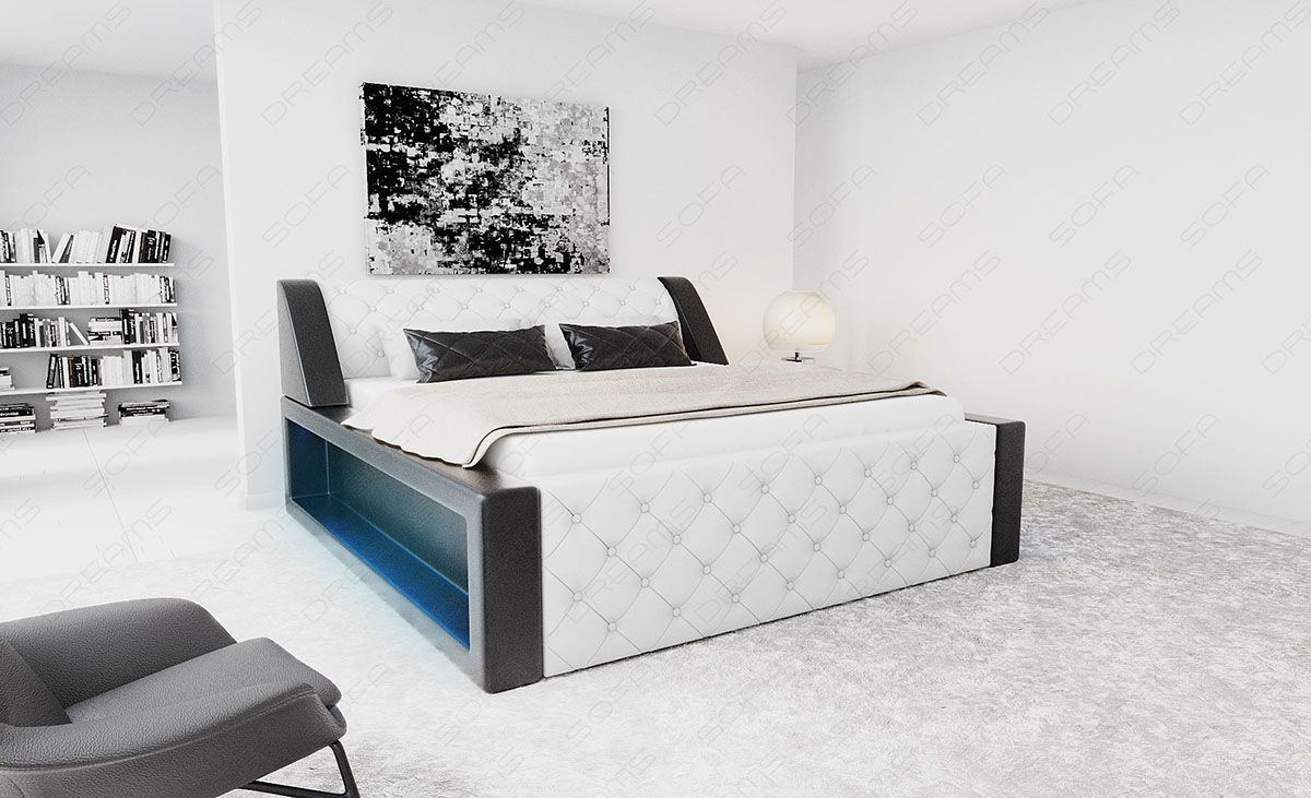 Edles Boxspringbett Arezzo weiß-schwarz