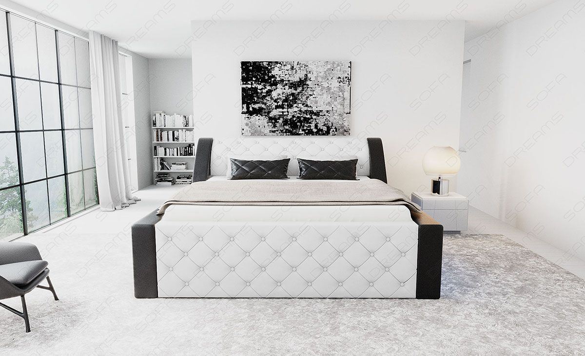 Edles Komplett Bett Arezzo in weiss schwarz