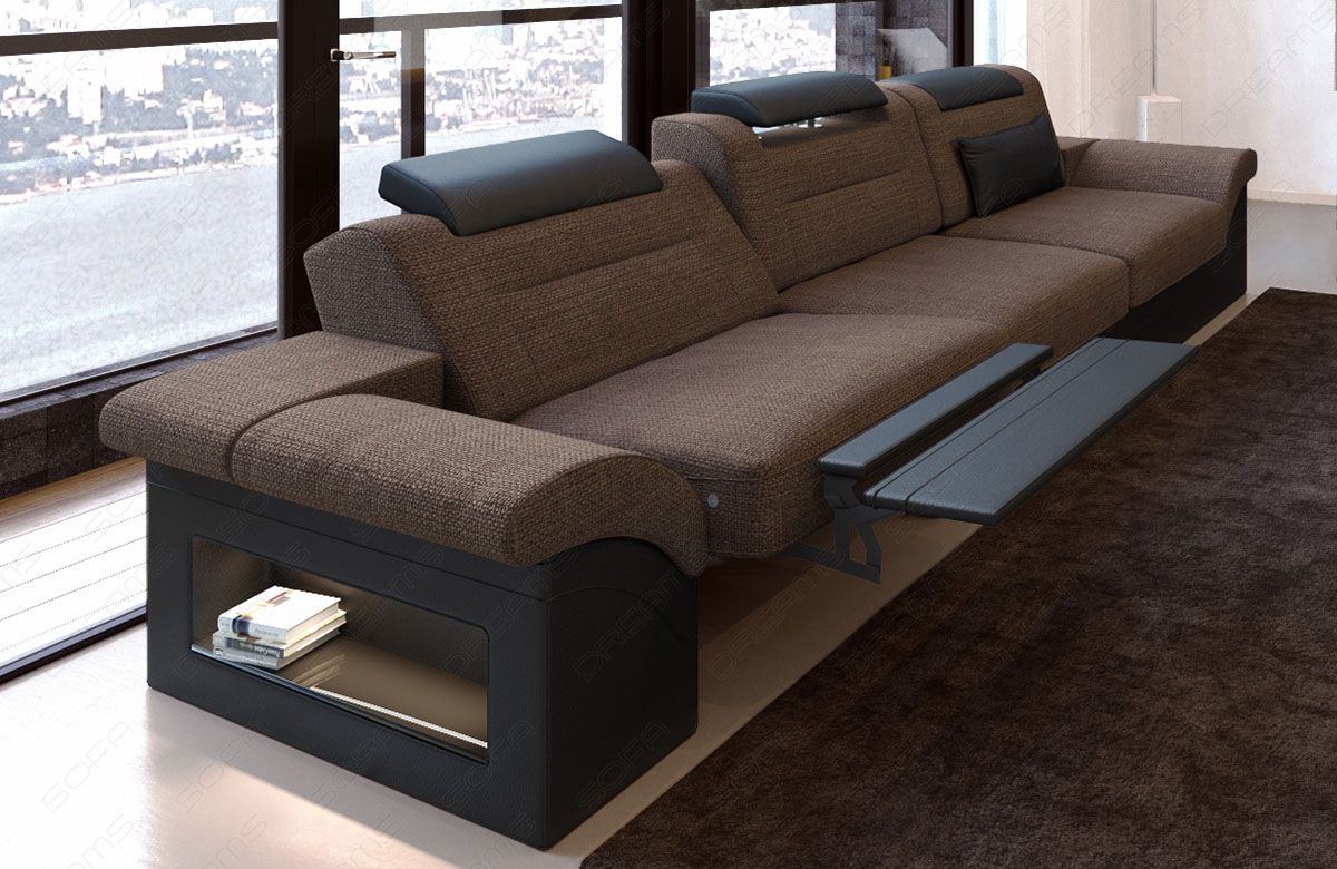 Dreisitzer Polster Sofa Monza mit Relaxfunktion dunkel braun - Hugo 8 - Die Relaxfunktion ist optional erhältlich.